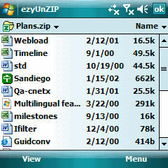 ezyUnZIP for Windows Mobile powered Pocket PC devices